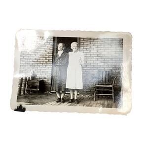 Vtg Lovely Photo of 2 Grandmothers Posing Monochrome Photography Found Snapshot